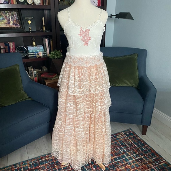 Etsy Dresses & Skirts - OOAK Slip Dress Embellished with rows of lace Vintage Cottagecore Parisi…